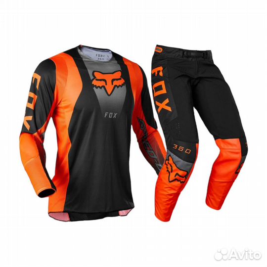 Костюм для мотокросса аналог Fox 360 черно-оранже