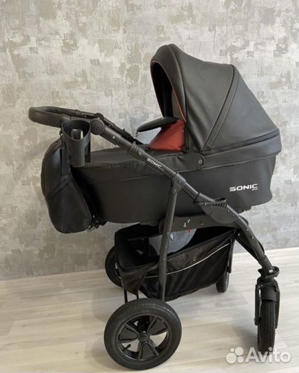 Коляска verdi 3 в 1 эко кожа и электронные качели