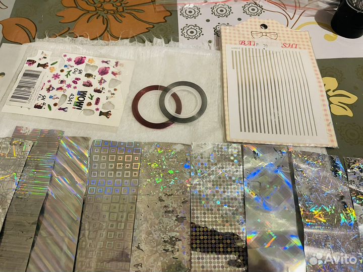 Цветная фольга и гибкая лента для дизайна ногтей