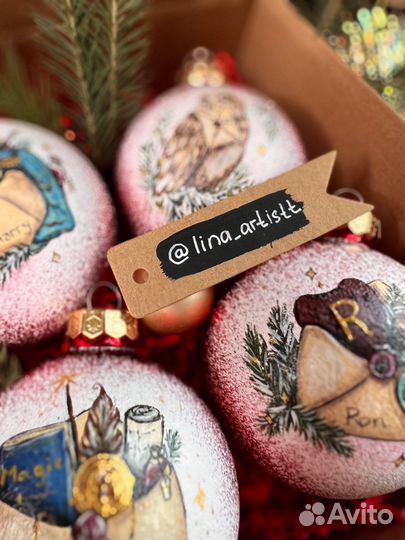 Игрушки шары елочные Гарри Поттер стекло 7 см