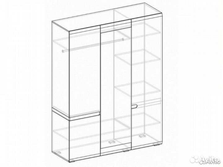 Шкаф 3х. створчатый Белый/Белый глянец Ультра