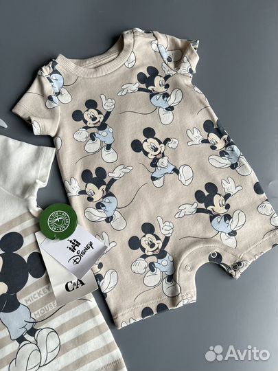 Песочники C&A (56/62, 86/92) Микки