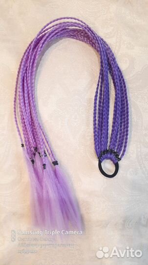 Косички на резинке из цветных волос