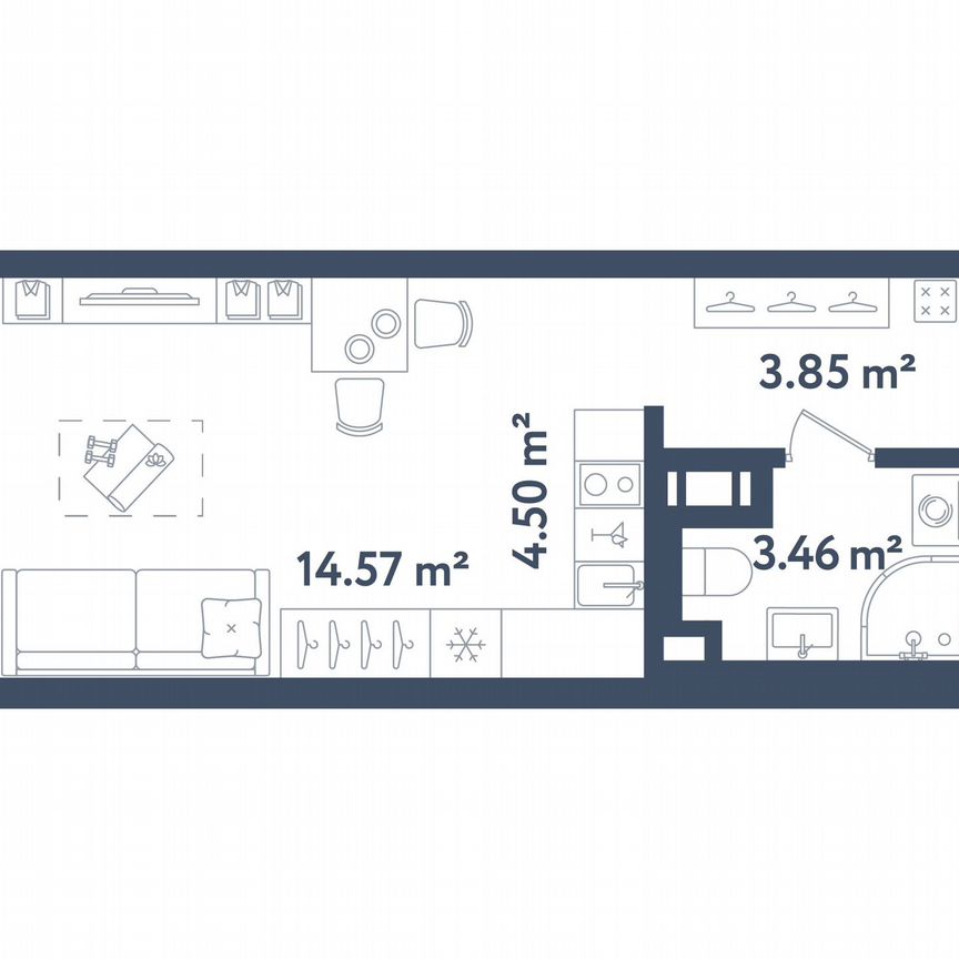 Квартира-студия, 26,4 м², 4/11 эт.