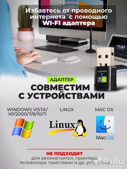 Wi Fi адаптер - высокоскоростной 5 ггц