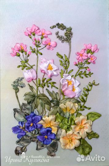 Картина вышитая лентами