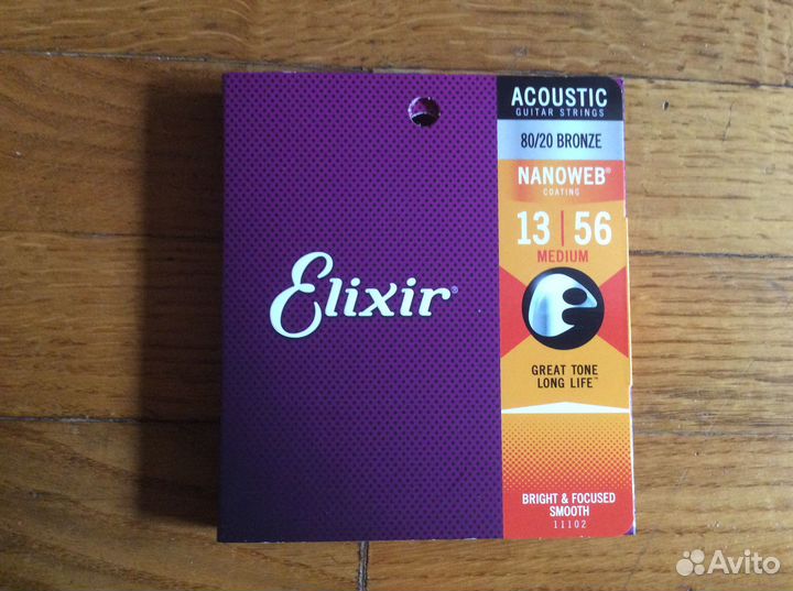 Струны Elixir,Акустика nanoweb Phosphor13-53,13-56