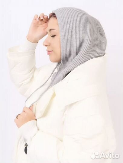 Капор женский демисезонный вязаный капюшон