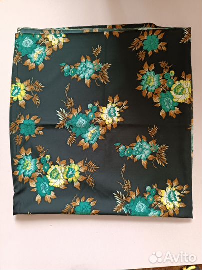 Отрез синтетической ткани цветочный принт СССР