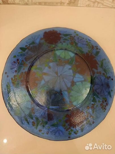 Тарелка. Витраж. Цветы