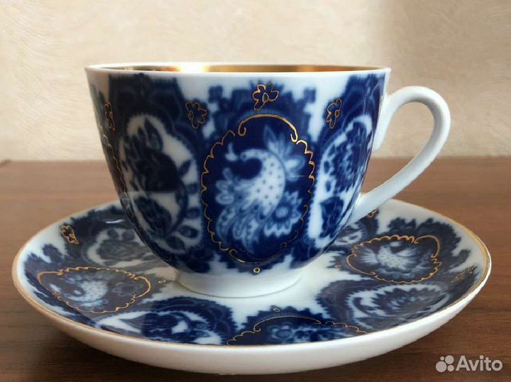 Чайная пара лфз Птицы Цветы Позолота