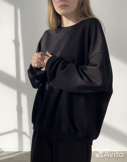 Свитшот оверсайз унисекс, толстовка без капюшона