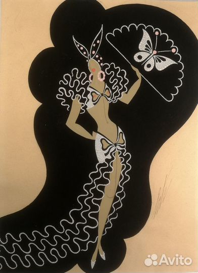 Эрте Erte 1944 гуашь картина эротика ню Ар Деко
