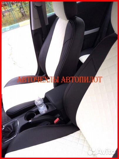 Чехлы Автопилот Kia Ceed 2 из экокожи чёрно-белые