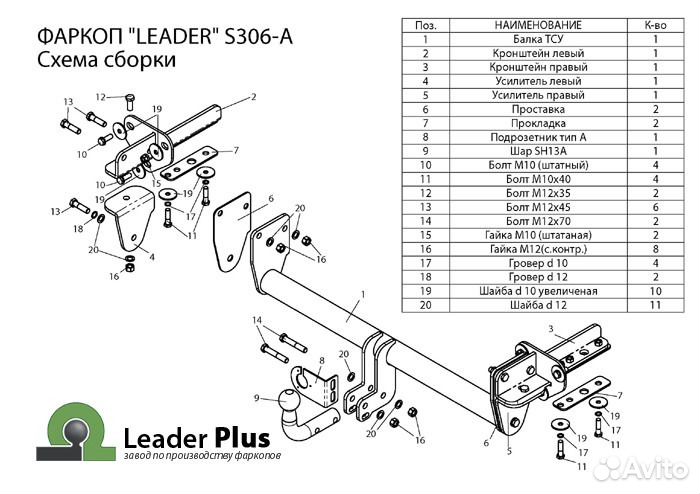 Фаркоп для Subaru Forester 2008-2013