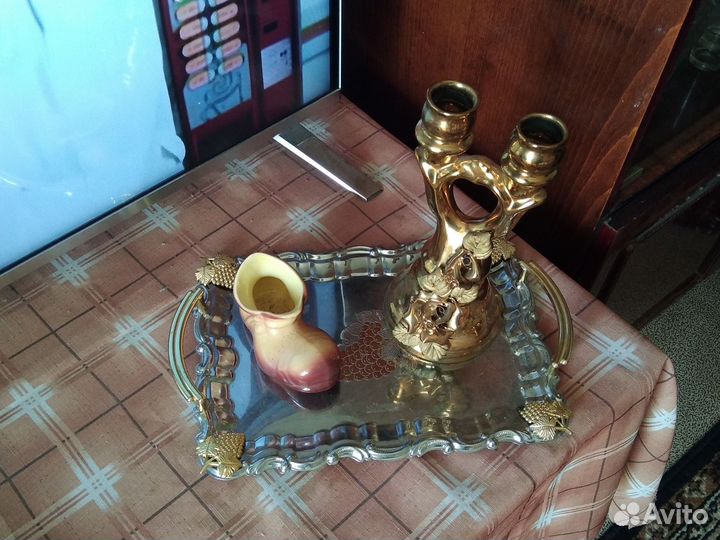 Подсвечник,поднос, пепельница башмак