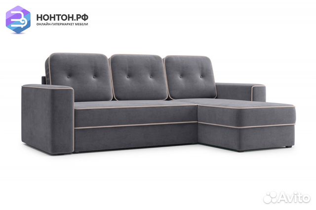Диван угловой дельфин Берген темно-серый