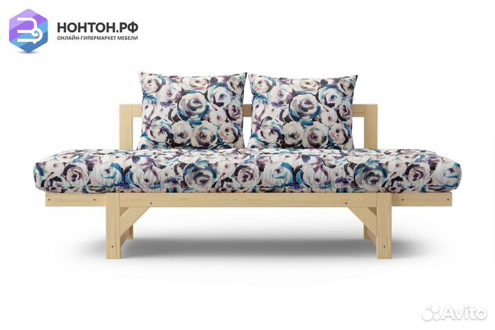 Диван кушетка Амбер голубой с узором