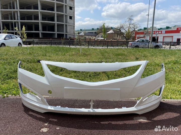 Бампер передний hyundai solaris 2015 белый