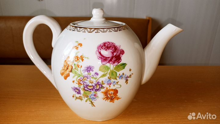 Чайник заварочный. Фарфор. Дулево. Песочное. СССР