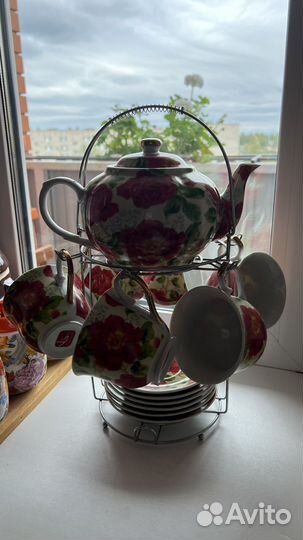 Набор чайный на металлической подставке