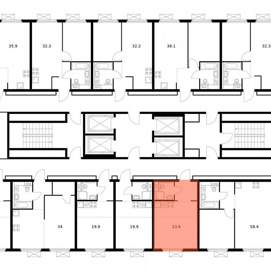 Квартира-студия, 23,6 м², 3/28 эт.