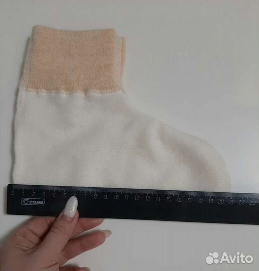 Носки женские 35 с ангорой белые бежевые для сна