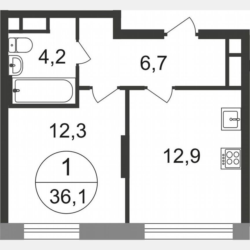 1-к. квартира, 36,1 м², 4/17 эт.