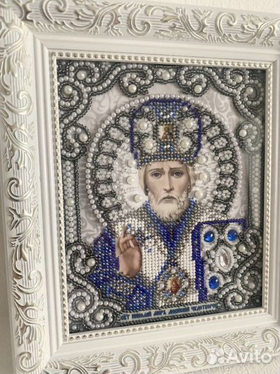 Икона из бисера Николай Чудотворец
