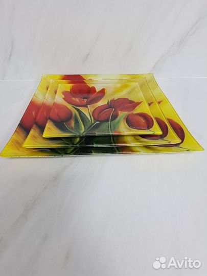 Тарелки квадратные 3шт