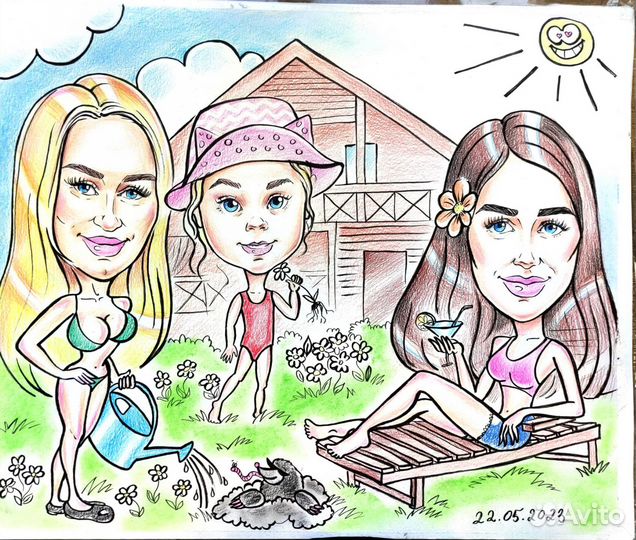 Портрет, шарж по фото шаржист на праздник