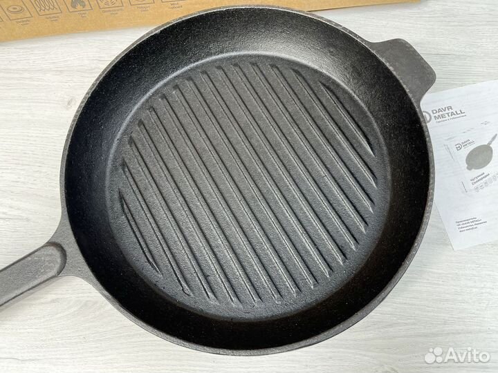 Сковорода гриль чугунная