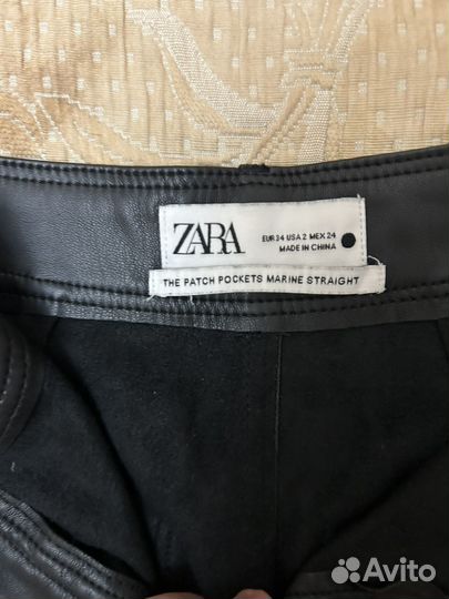 Кожаные брюки zara