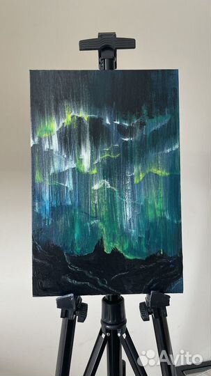 Картина на холсте акрилом Северное сияние