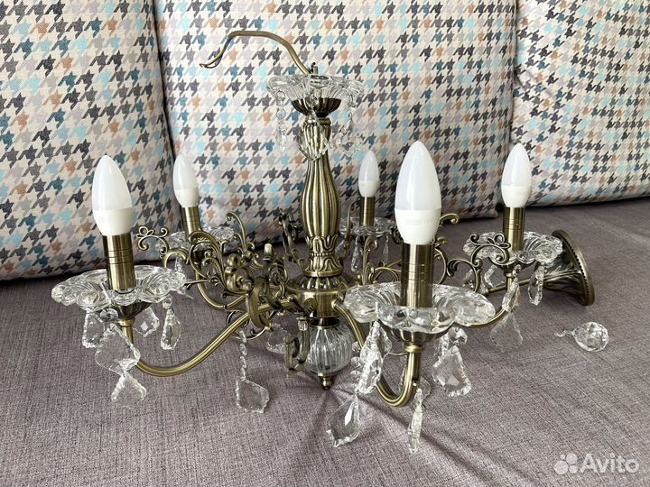 Люстра с хрусталем Eurosvet 3281/5 античная бронза