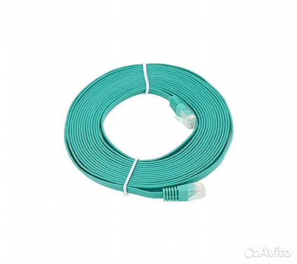 Патч-корд Flat cat5E molded 5м, зеленый