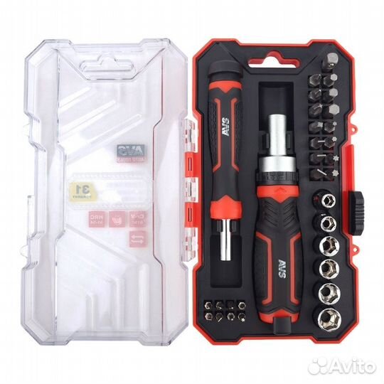 Отвертка реверсивная с насадками (31 предмет) AVS