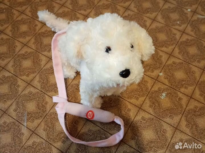 Щенок с поводком, на батарейках