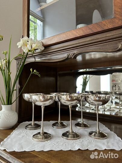 Креманки бокалы серебрение винтаж Италия