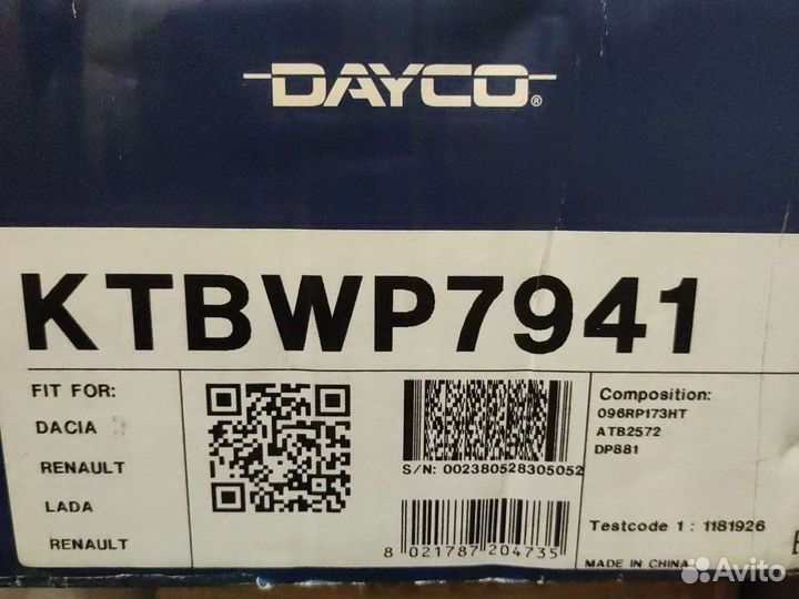 Ремень грм+помпа для двигателя K7M Renault logan