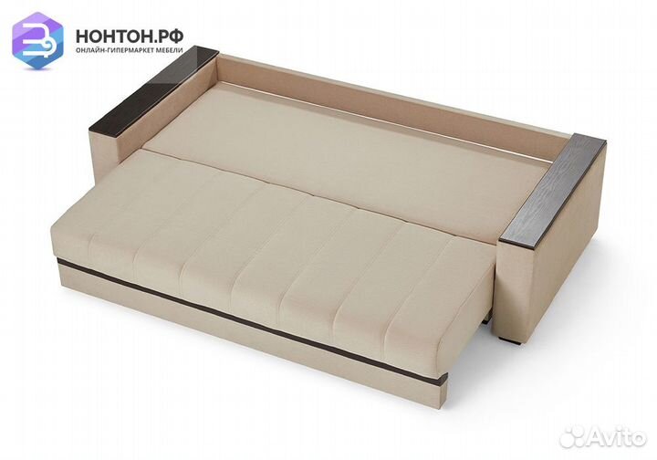 Диван еврокнижка Мадрид Lux бежевый / коричневый