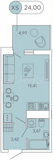 Квартира-студия, 24 м², 7/12 эт.