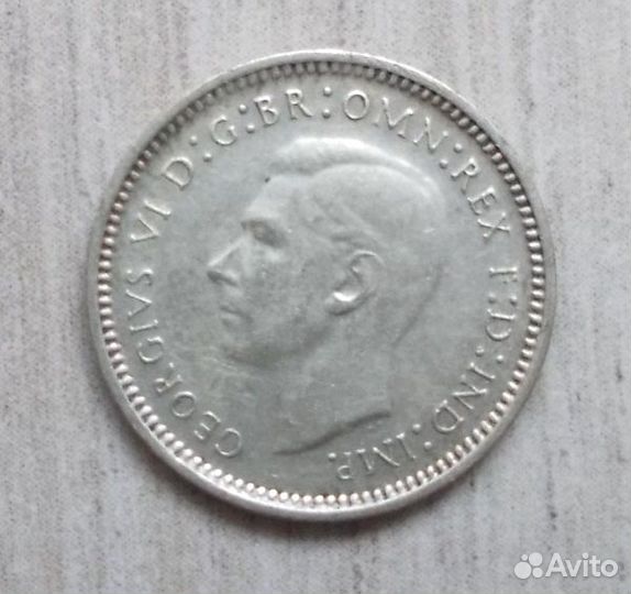 3 пенса 1939г. Австралия серебро