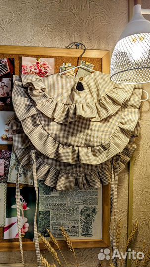 Манишка винтаж в стиле Unique Fabric в клетку