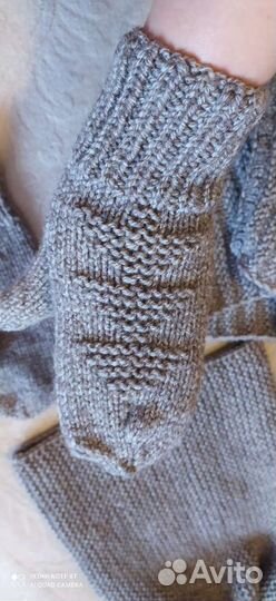 Вязаный новый комплект шапка снуд варежки