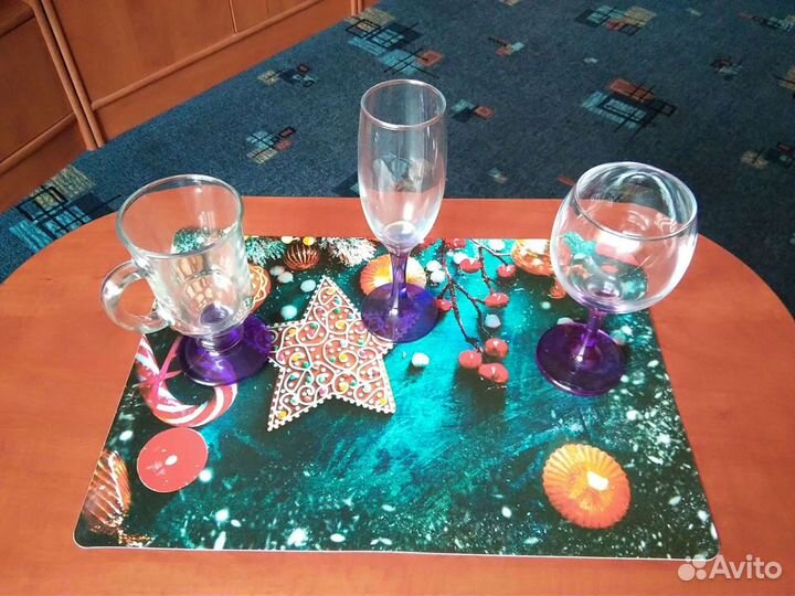 Бокалы в ассортименте 12шт.Салфетки в подарок