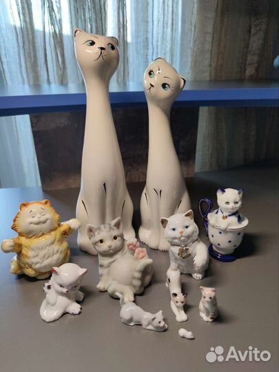 Фигурки из фарфора, фигурки кошки