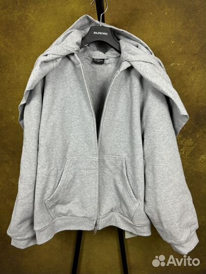 Balenciaga Incognito Unity Zip-Up Hoodie Grey