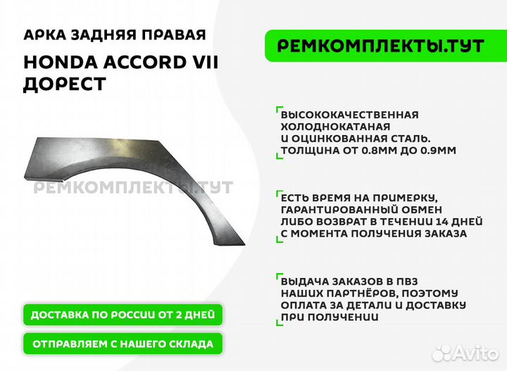 Арка задняя правая Honda Accord 7 дорест