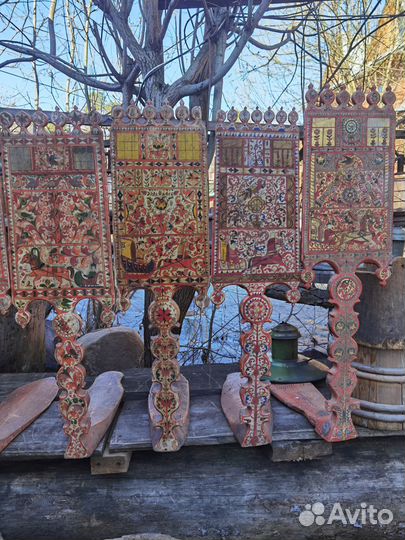 Прялка расписная Борецкая Северо Двинская роспись